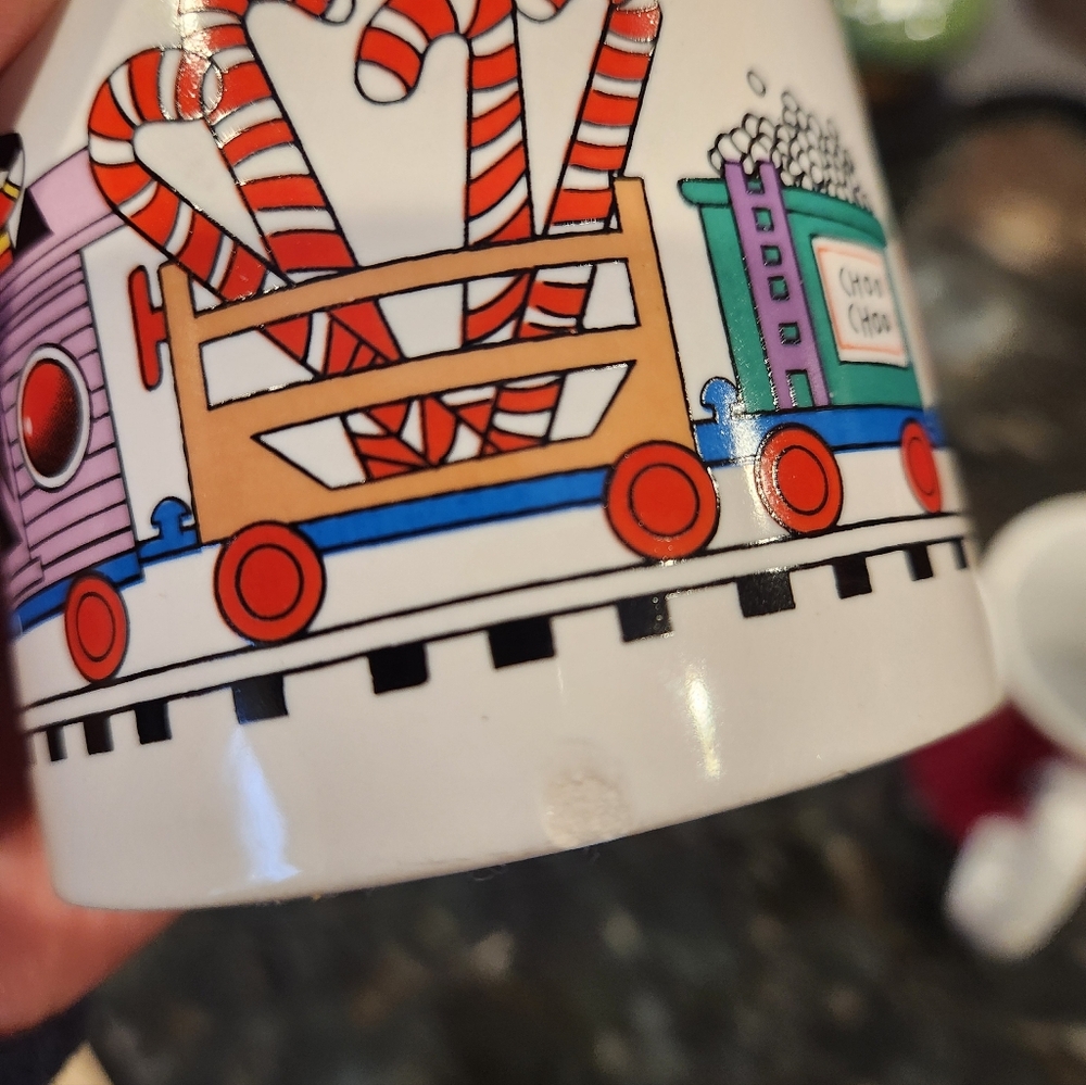 Love Heart Red Mug and Candy Train White Mug Duo - Picture 3 of 4